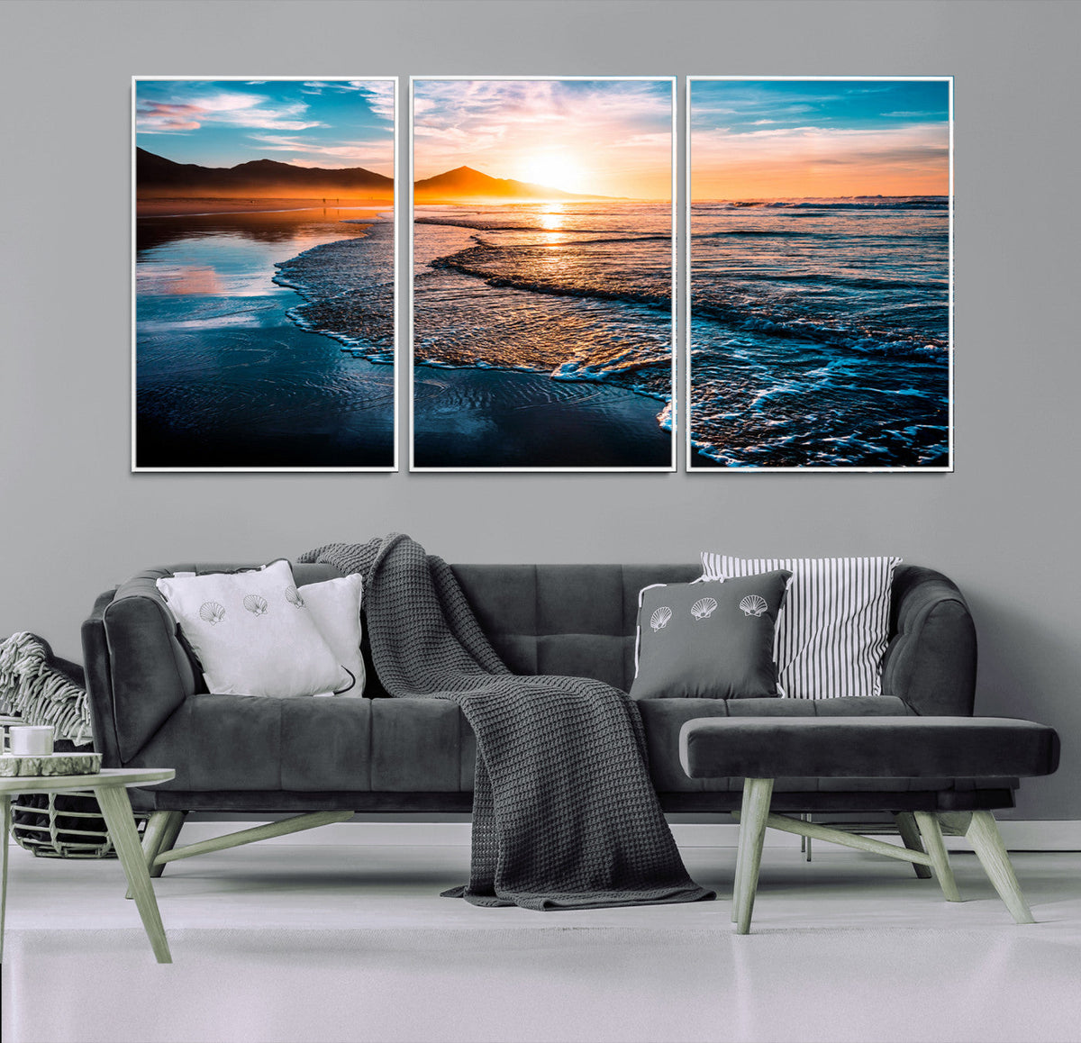 Sunset Beach Ocean Canvas Wall Art – Tranquil Ocean