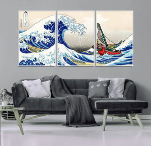 Katsushika Hokusai Kanagawa Giant Wave Wall Art Canvas Print