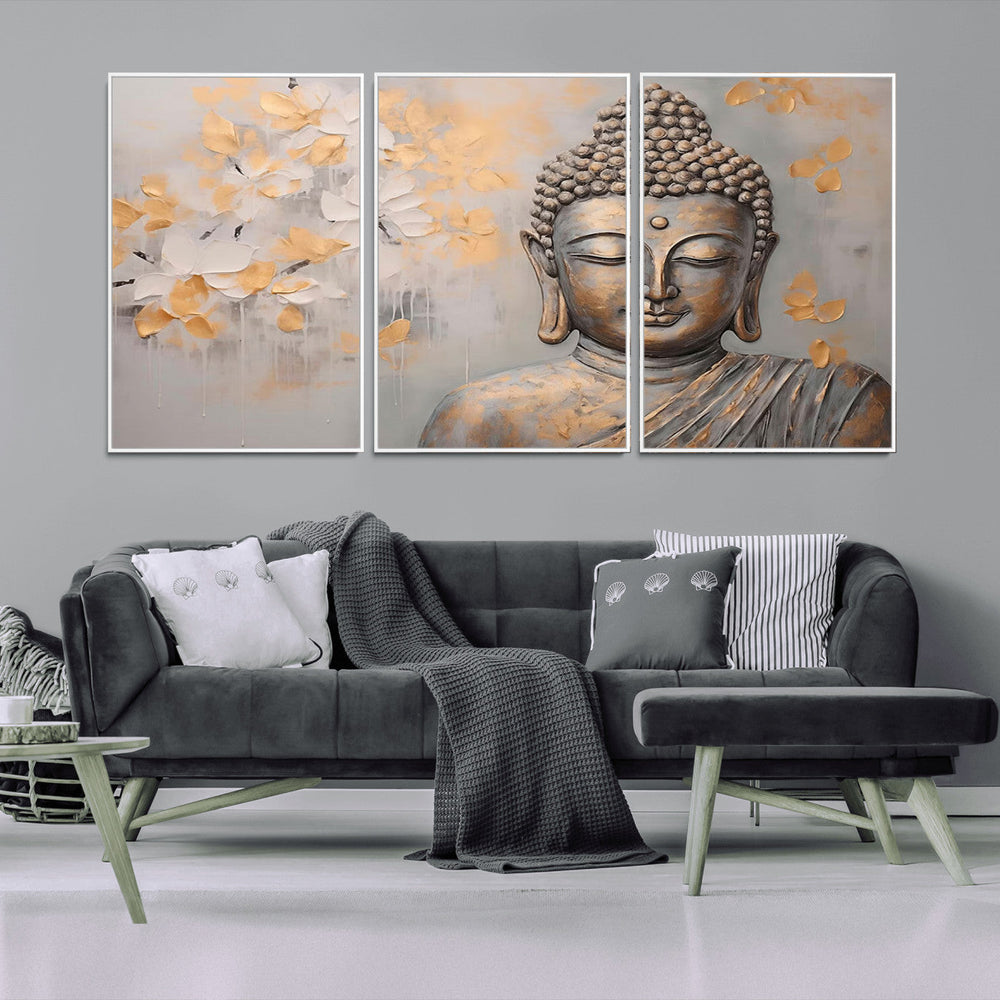 Abstract Buddha Statue Wall Art Canvas Print - Modern