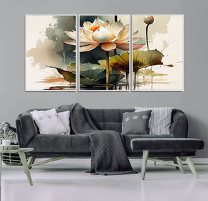 Lotus Flower Watercolor Canvas Print – A Symbol of Serenity