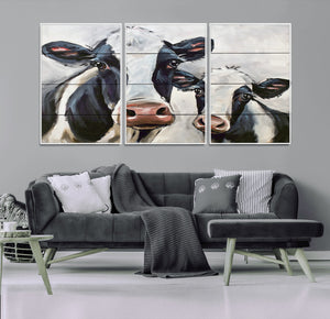 Vintage Baby and Mom Cattle Wall Art Canvas Print