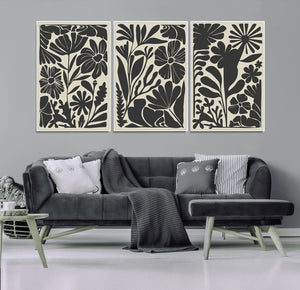 Modern Botanical Wall Art - Floral Black and White Canvas