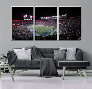 Ben Hill Griffin Stadium Night Game Triple Canvas Wall Art -