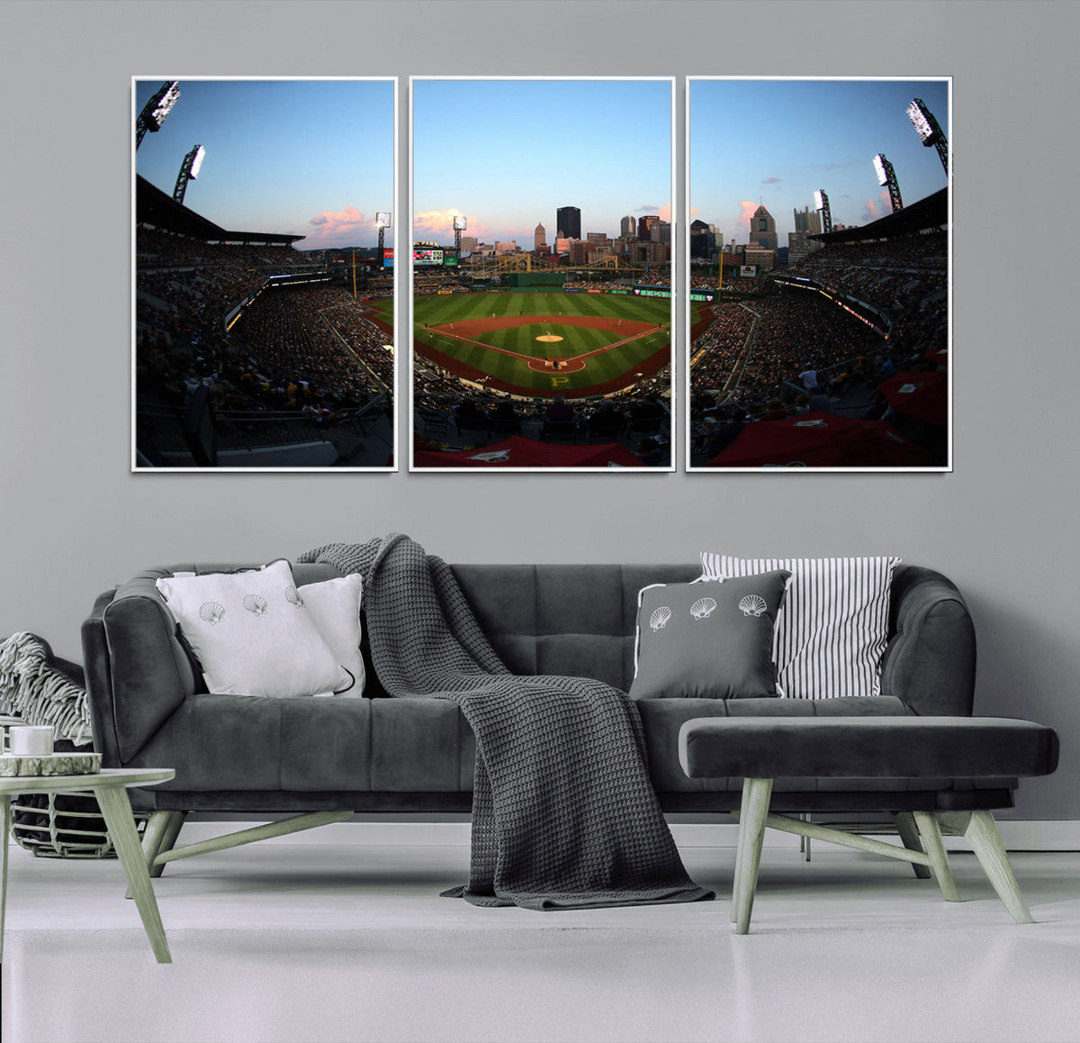 PNC Park Evening Game Triple Canvas Wall Art - Pittsburgh