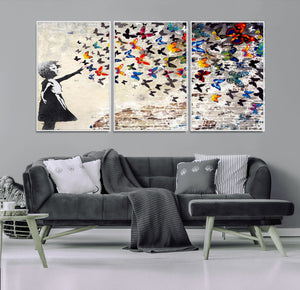 Banksy Graffiti Wall Art Canvas Print: Girl Releasing