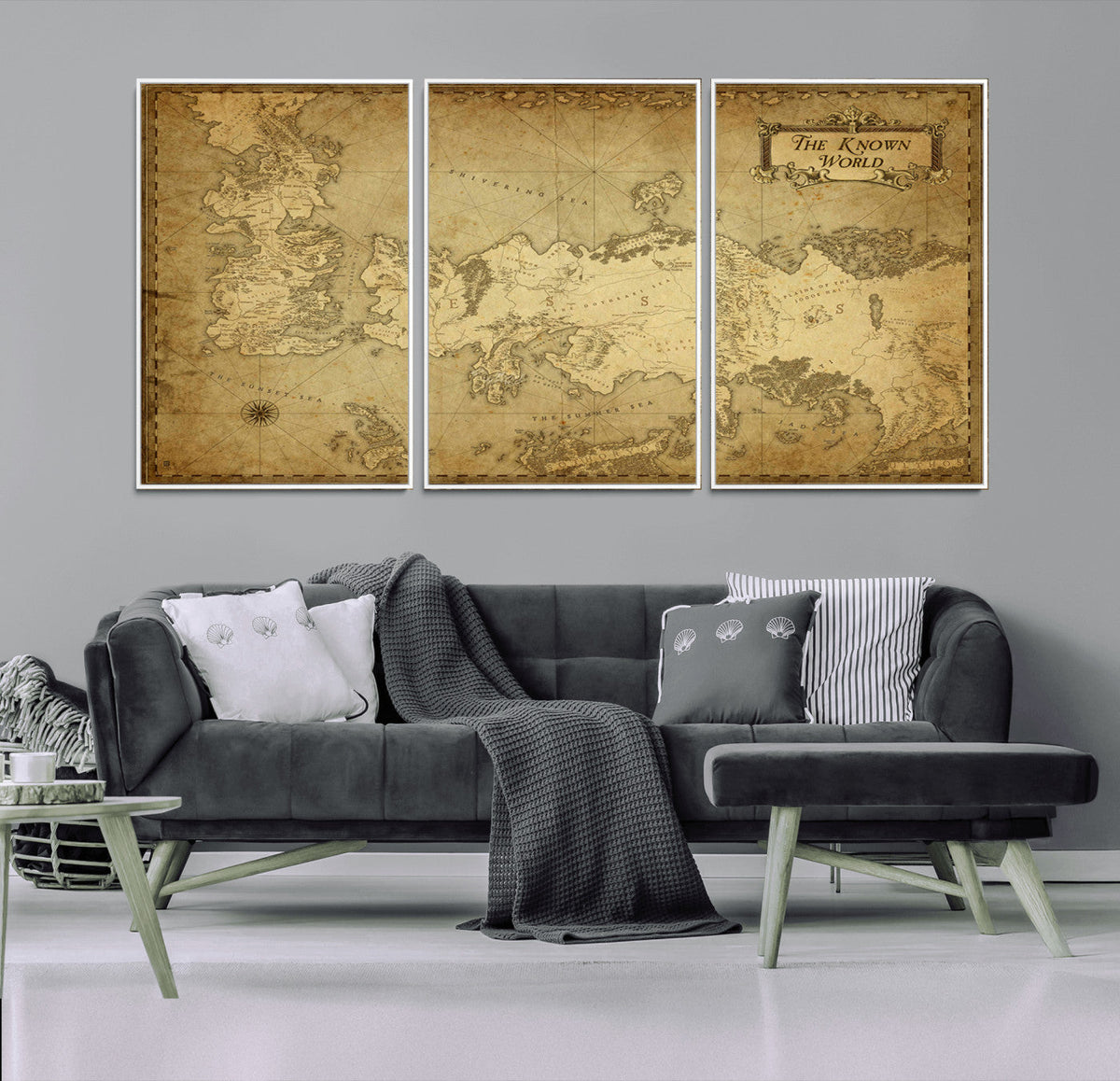 Vintage Game of Thrones Map Wall Art | Westeros and Essos