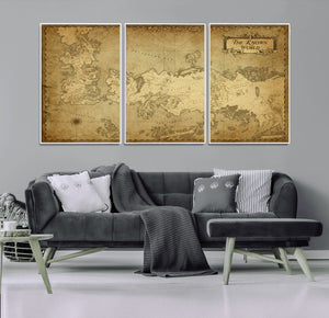 Vintage Game of Thrones Map Wall Art | Westeros and Essos