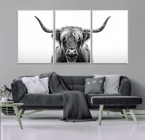 Highland Wall Art Canvas Print – Minimalist Black and White