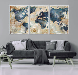 World Map Canvas Print – Framed Wall Art for Couples,