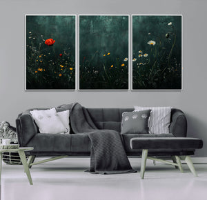 Wildflower Field Framed Wall Art, Vintage Botanical