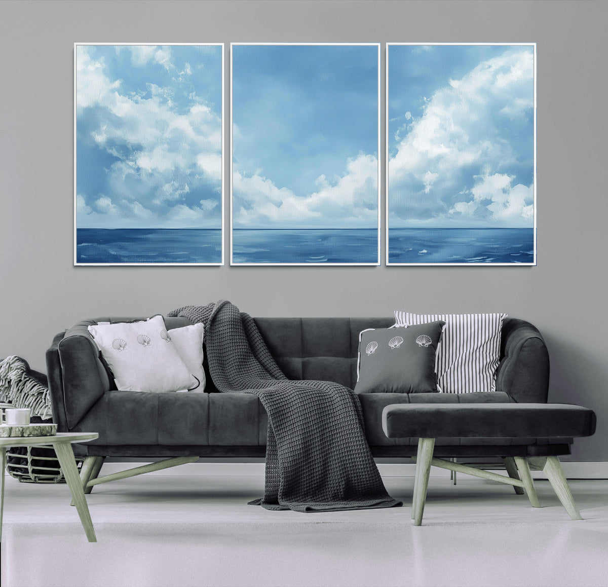 Abstract Ocean Print Artwork- Serene Blue Ocean Canvas Wall