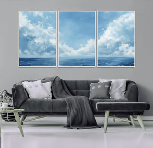 Abstract Ocean Print Artwork- Serene Blue Ocean Canvas Wall