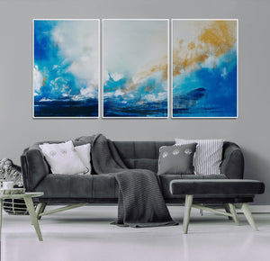 Blue Abstract Print - Dynamic Ocean-Inspired Canvas Wall Art