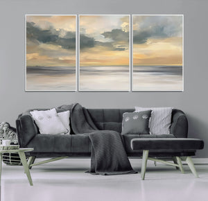 Modern Coastal Artwork with Vibrant Abstract Ocean Waves