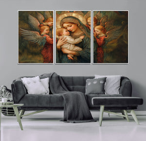 Mary Jesus Canvas Wall Art Print - Madonna and Child with