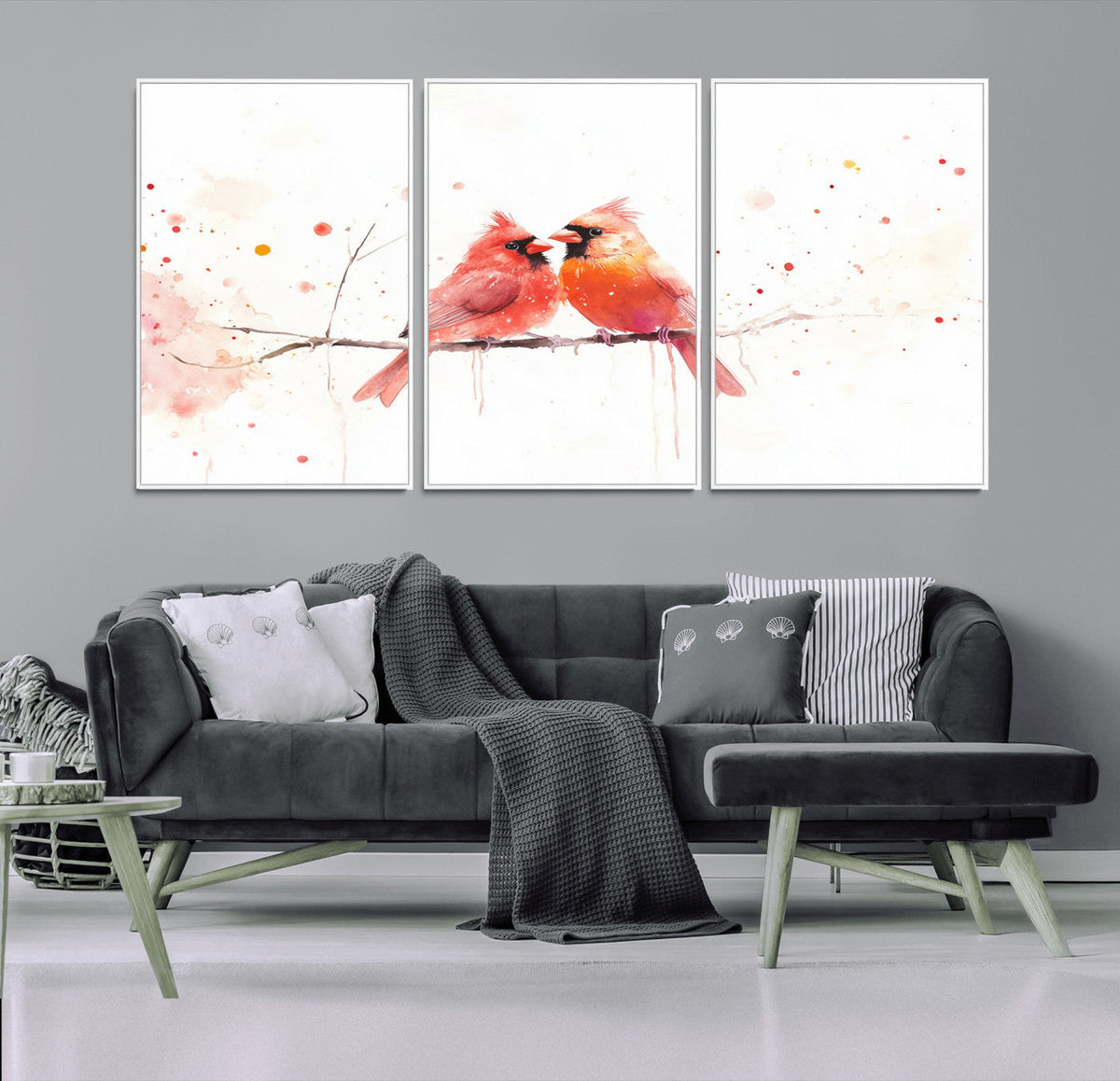 Cardinal Bird Canvas Wall Art - Male and Female Cardinal