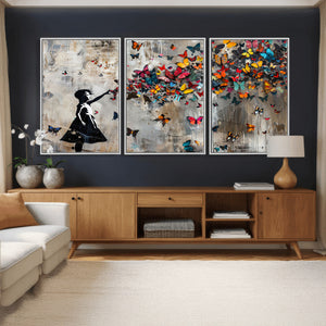 Banksy Butterfly Girl Wall Art – Modern Graffiti Canvas