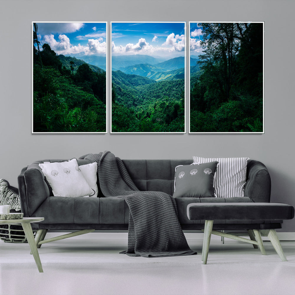 Tropical Jungle Wall Art Canvas Print – Framed Lush Valley