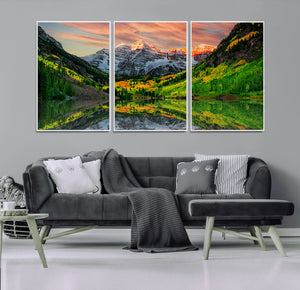 Maroon Bells Lake Wall Art Canvas Print – Framed Majestic