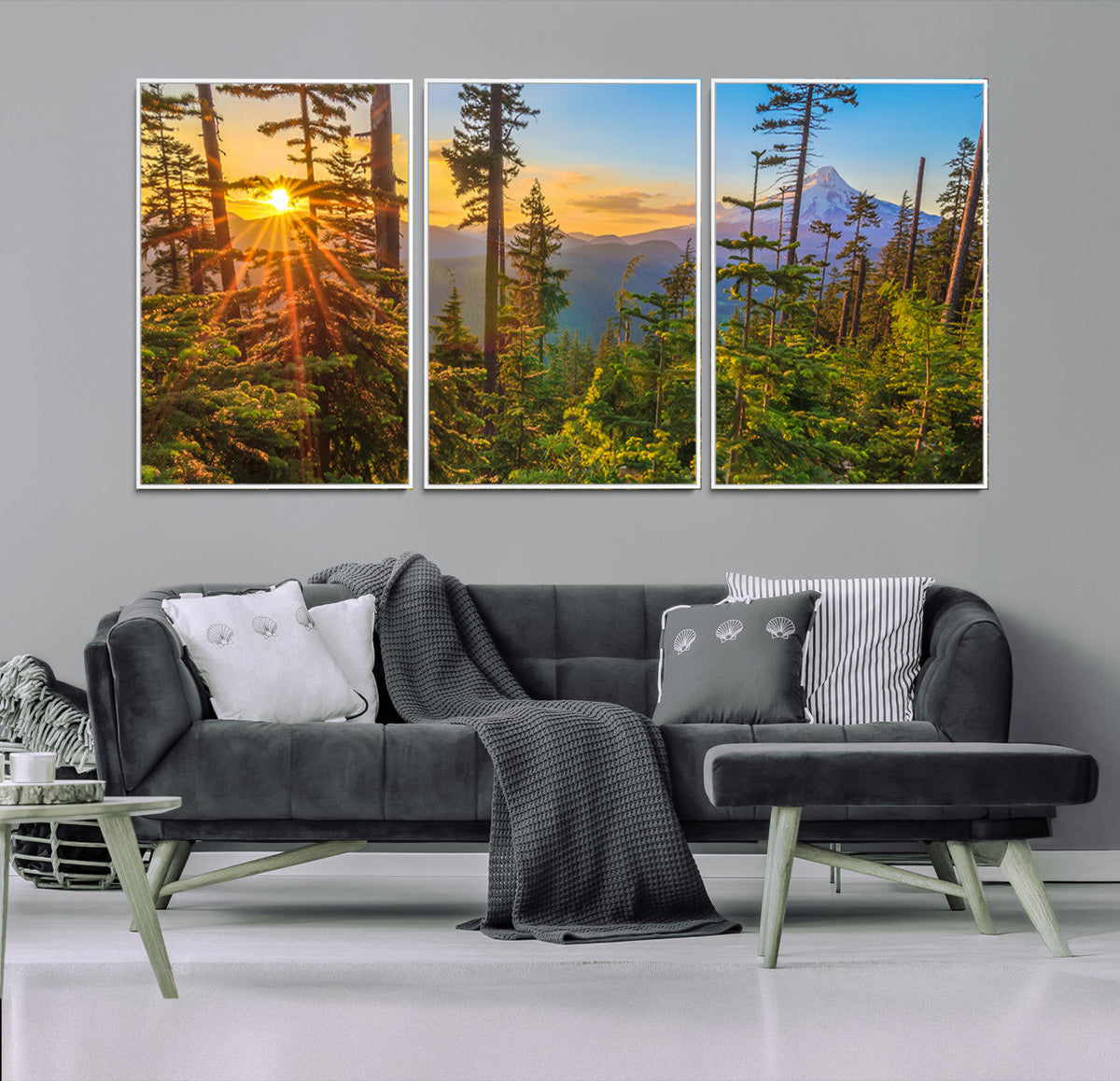 Forest Sunset Wall Art Canvas Print, Glowing Evening Light