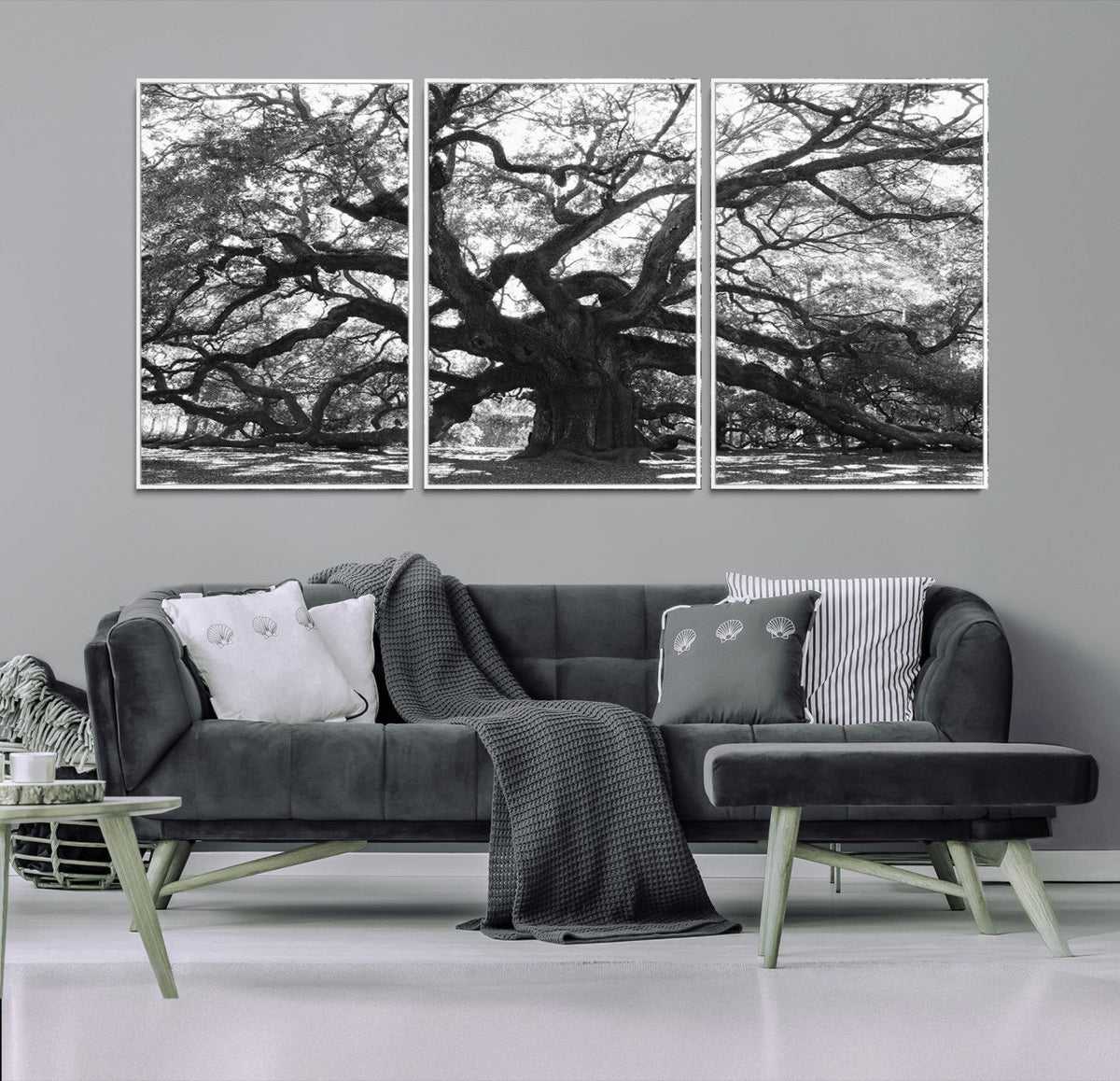 Ancient Oak Wall Art Canvas Print, Majestic Twisted Branches