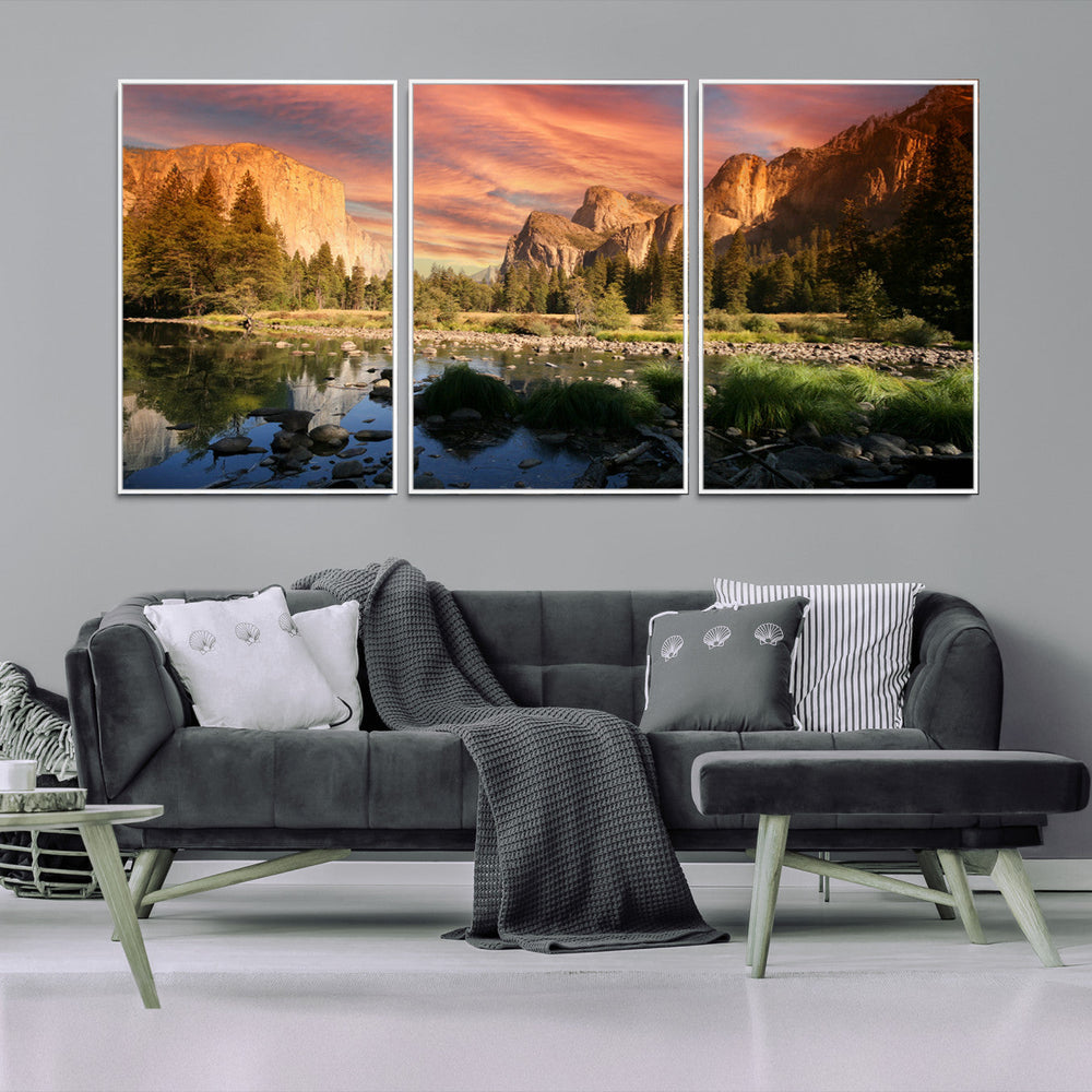 Yosemite Valley Wall Art, El Capitan Sunset Canvas Print,