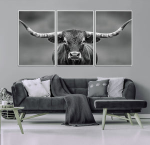 Texas Longhorn Wall Art Canvas Print – Framed Western Bull