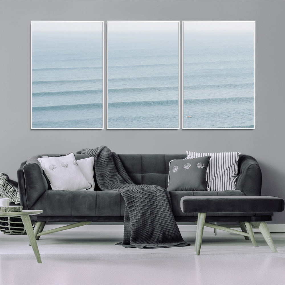 Ocean Waves Wall Art Canvas Print – Framed Solo Surfer Wave