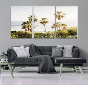 California Coast Palm Trees Wall Art Canvas Print – Framed