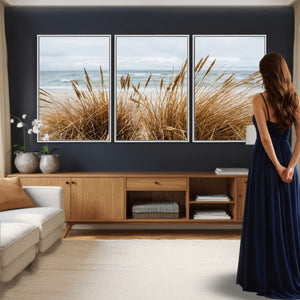 Beach Grass Wall Art Canvas Print – Framed Coastal Dunes Art