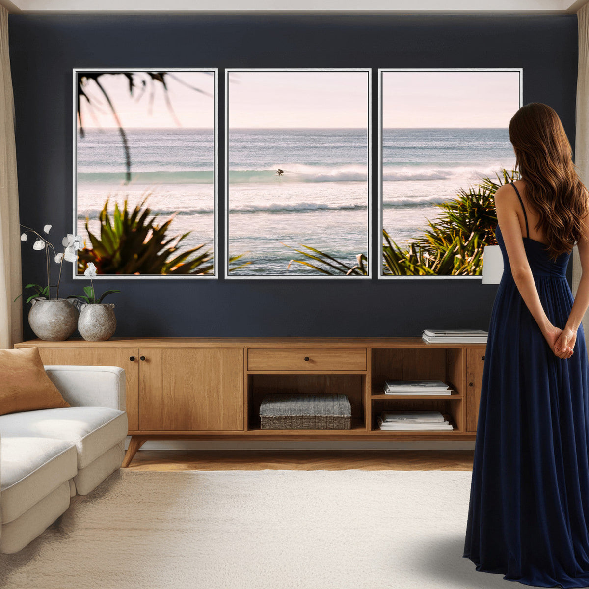 Ocean Surfer Wall Art Canvas Print – Framed Coastal Surf Art