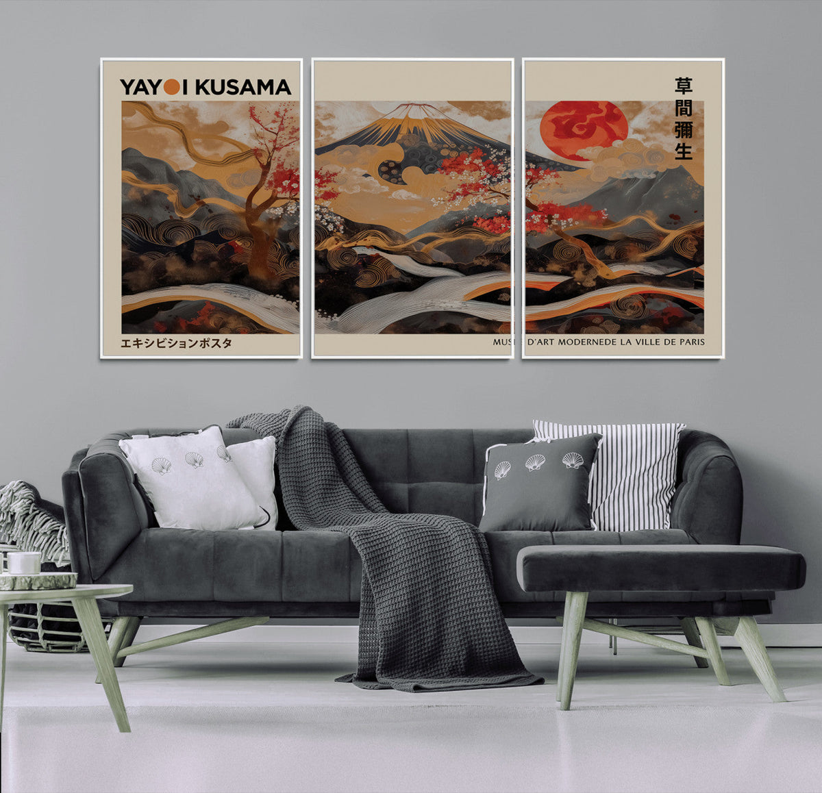 Modern Japanese Wall Art Canvas Print – Framed Abstract