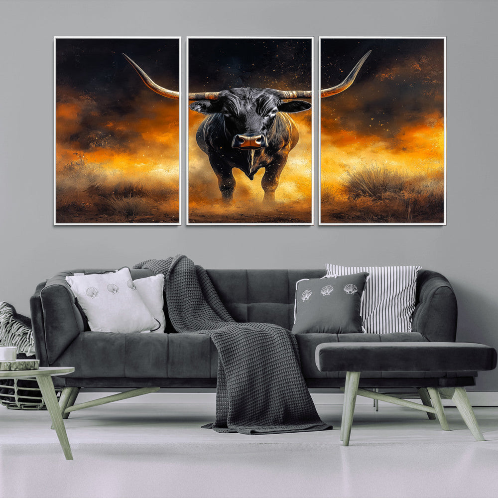 Longhorn Canvas Wall Art Canvas Print – Framed Bold Bull