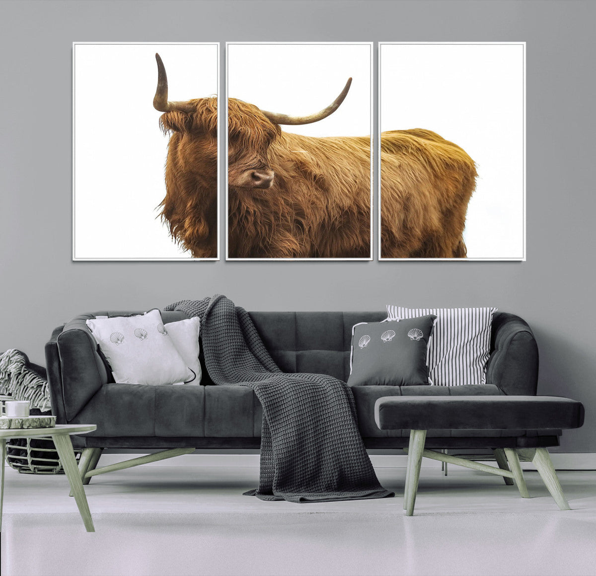 Highland Cow Wall Art Canvas Print – Framed Farmhouse Rustic
