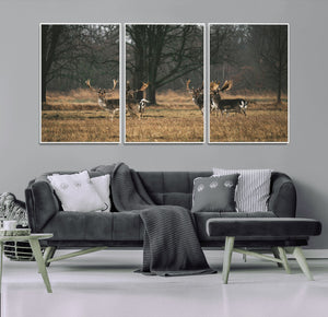 Deer Wall Art Canvas Print – Framed Rustic Wildlife Stags