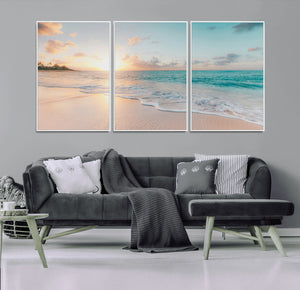 Beach Sunset Wall Art Canvas Print – Framed Ocean Waves