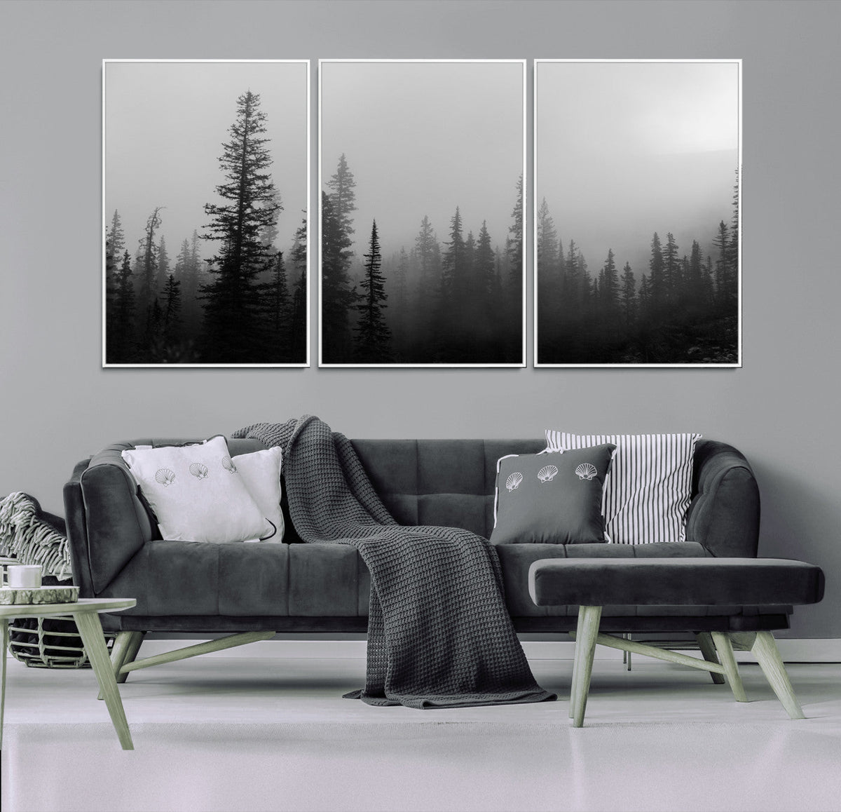 Misty Pines Wall Art Canvas Print – Framed Woodland