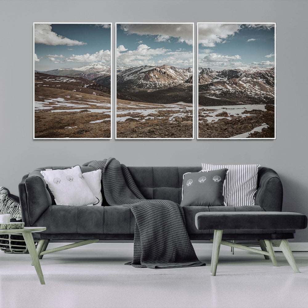 Mountain Landscape Wall Art Canvas Print – Framed Snowy