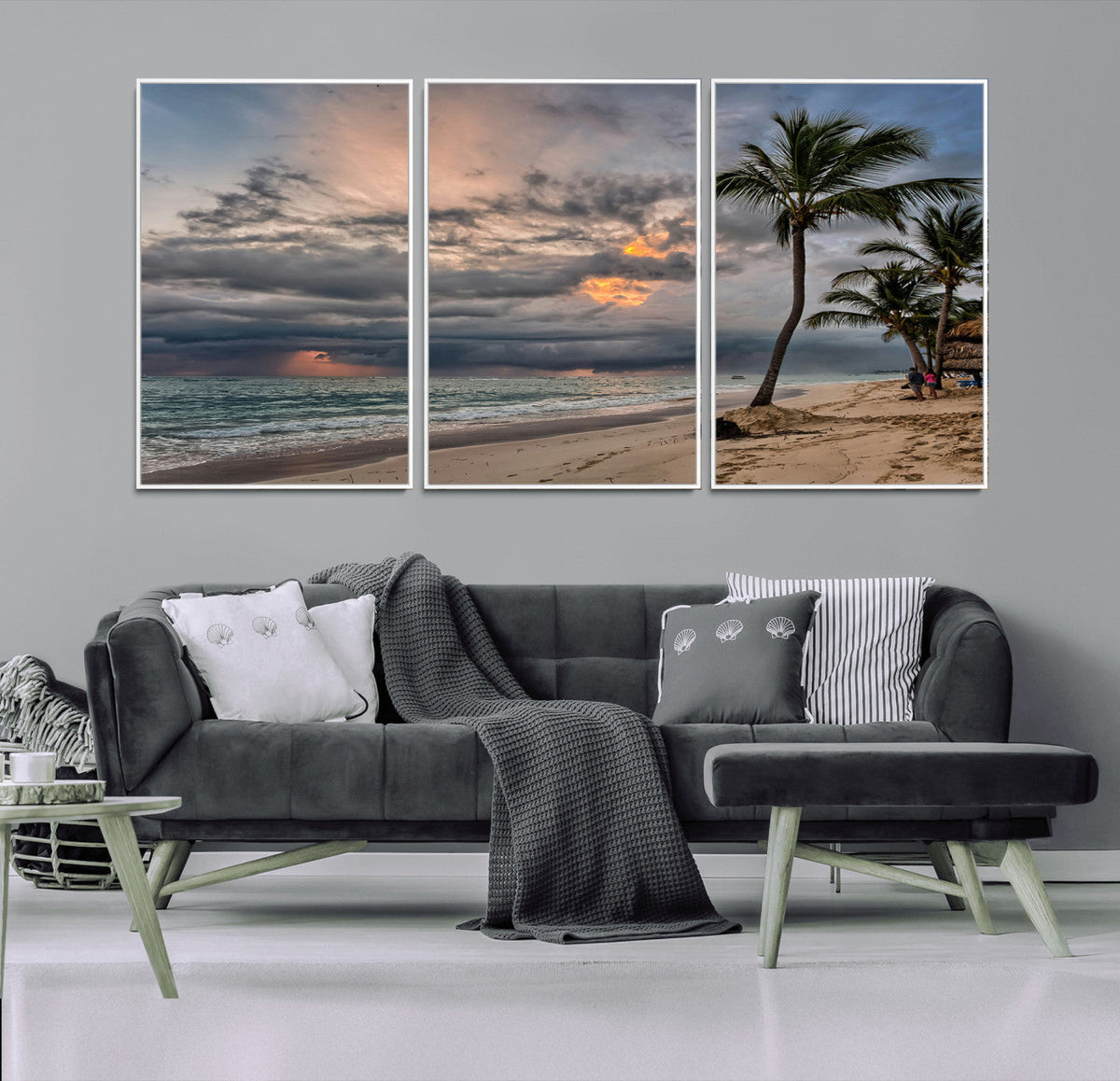 Tropical Storm Wall Art Canvas Print – Framed Moody Beach