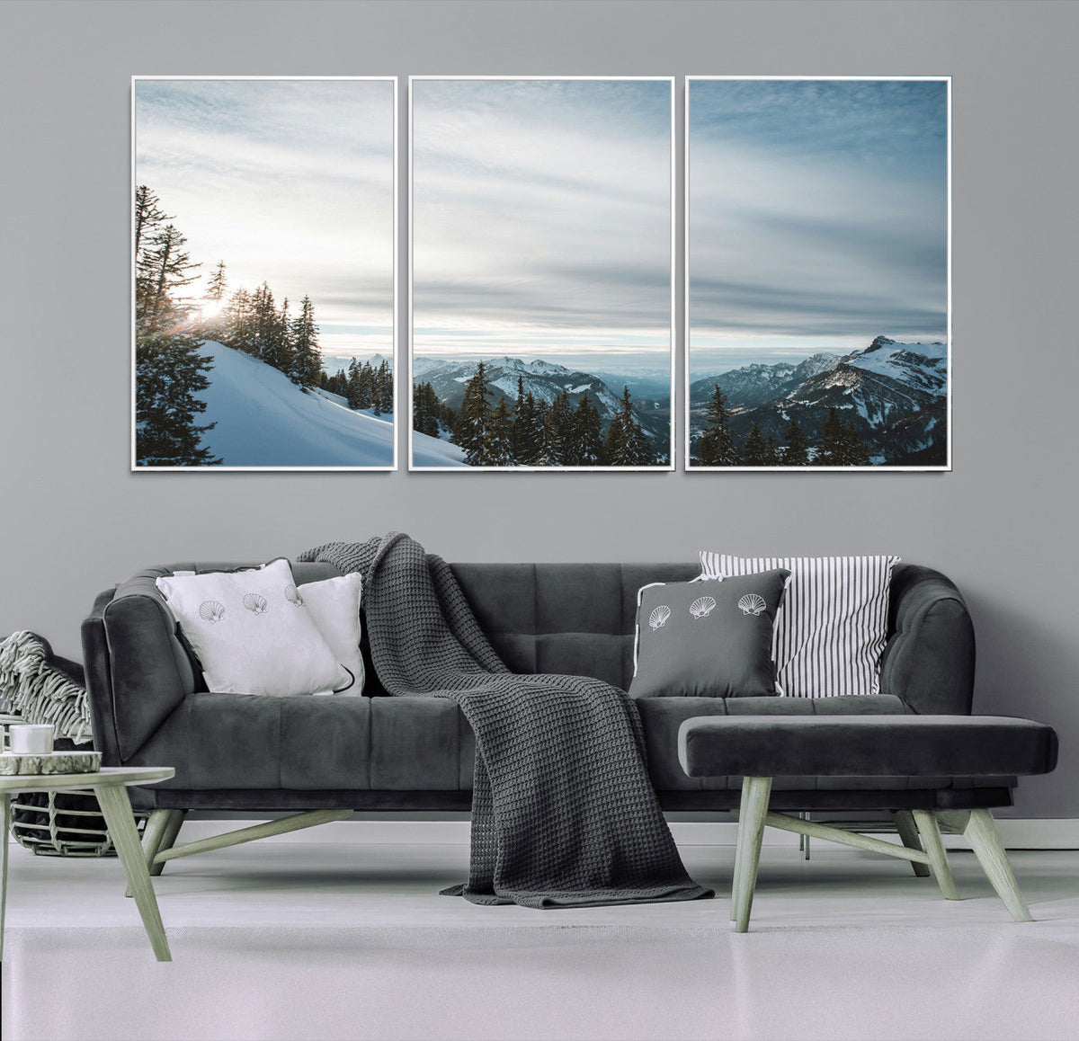Snowy Mountain Wall Art Canvas Print – Frosty Peaks Alpine