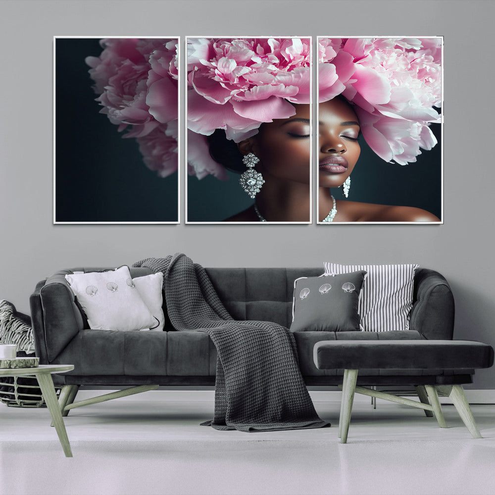 Black Beauty Petal Crown Wall Art Canvas Print – Floral