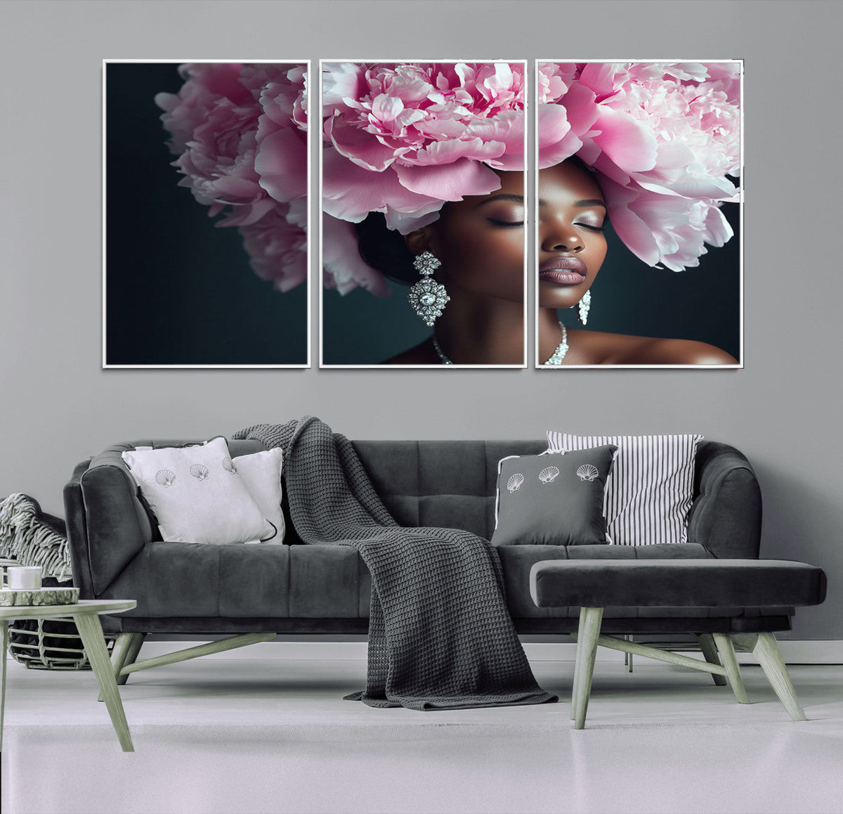Black Beauty Petal Crown Wall Art Canvas Print – Floral
