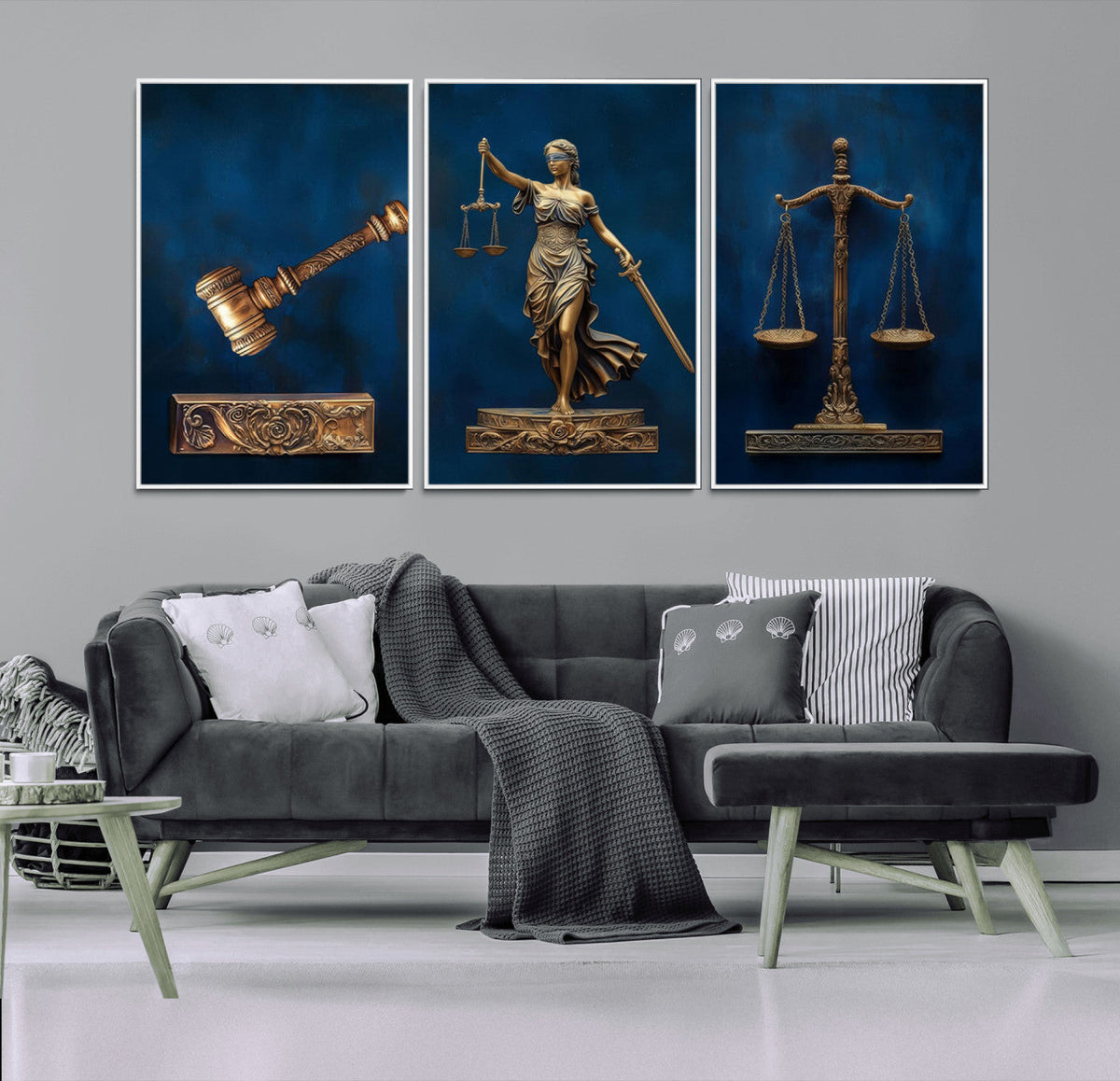 Lady Justice Wall Art Canvas Print – Elegant Gold Legal