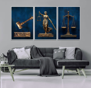 Lady Justice Wall Art Canvas Print – Elegant Gold Legal