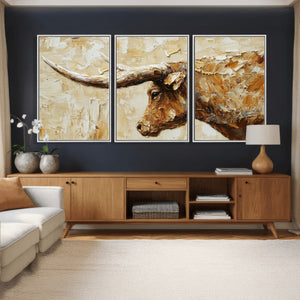 Rustic Longhorn Bull Wall Art Canvas Print – Vintage Western