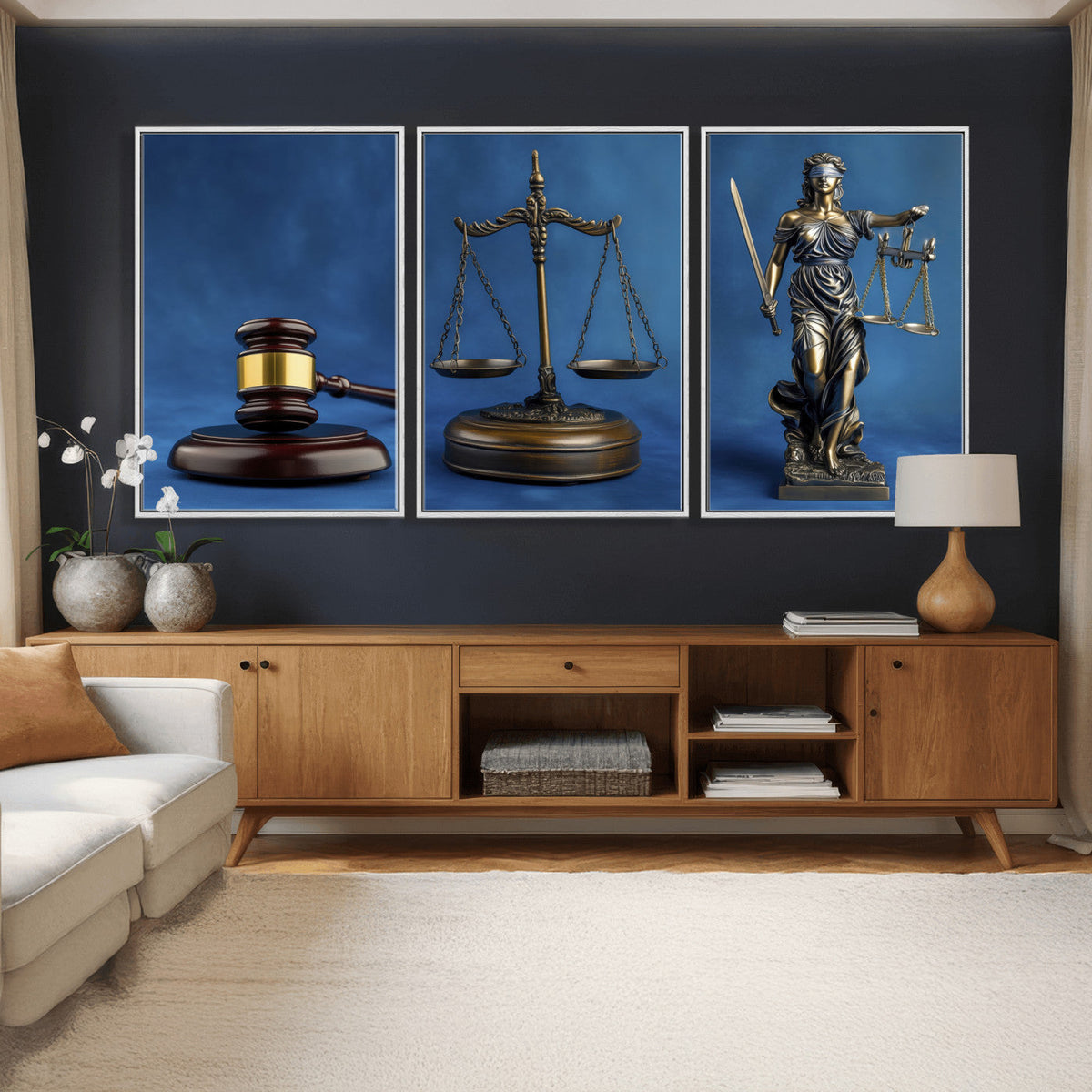 Legal Justice Wall Art Canvas Print – Gavel, Scales & Lady