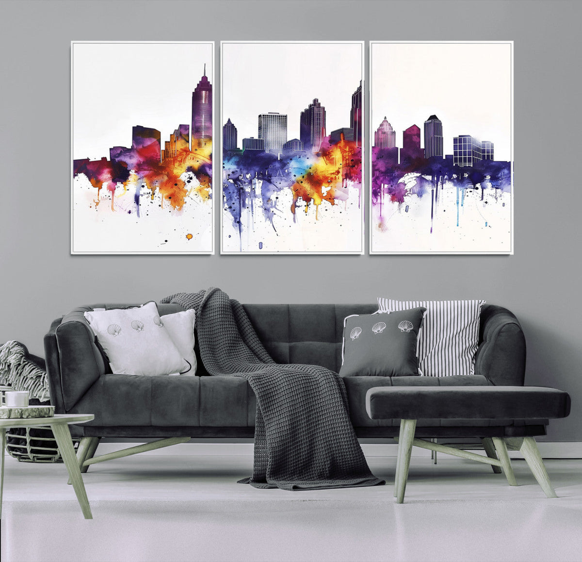 Atlanta Skyline Wall Art Canvas Print – Framed Colorful