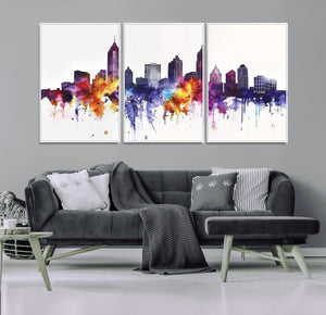 Atlanta Skyline Wall Art Canvas Print – Framed Colorful
