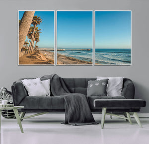 Scenic Beach Wall Art Canvas Print – Tall Palm Trees, Sandy