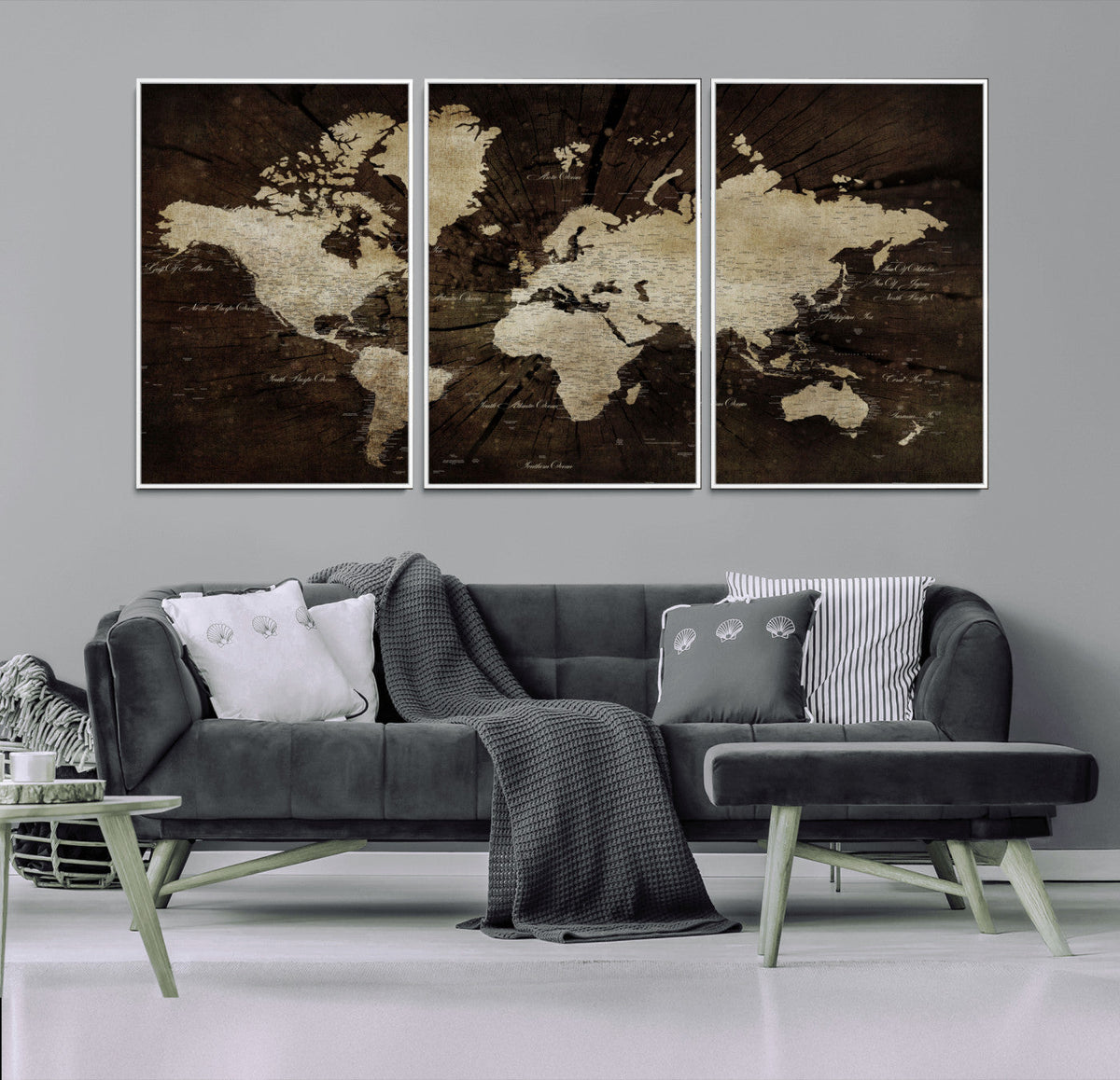 World Map Wall Art Canvas Print – Framed Travel Map Wall Art